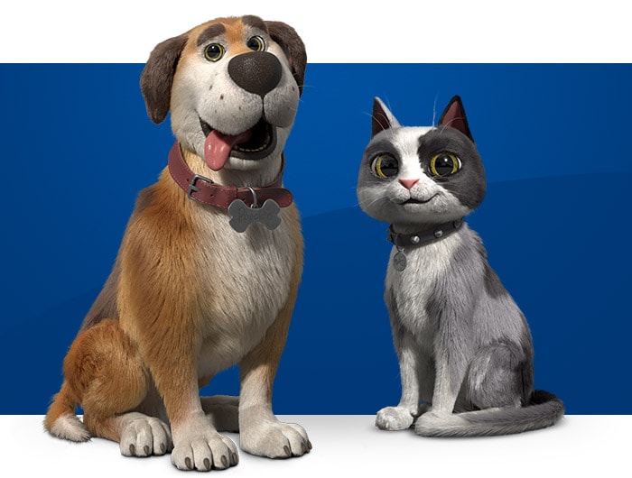 Moto and Poochini A happy dog and cat