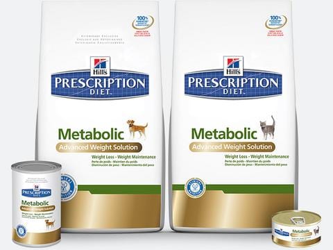 hill's prescription diet metabolic wet and dry dog and cat food packaging