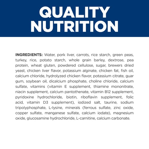 c/d Multicare Low Fat Vegetables & Turkey Stew Dog Food Ingredient Panel