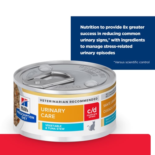 c/d Multicare Stress Vegetable & Tuna Stew Cat Food Key Claims