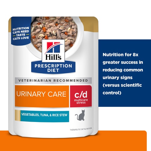 c/d Multicare + Metabolic Vegetable, Tuna & Chicken Stew Cat Food Key Claims