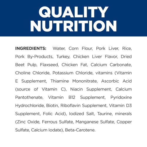 g/d Turkey Flavor Wet Dog Food Ingredient Panel