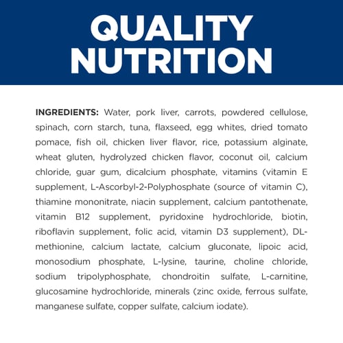 Metabolic Weight + j/d Carrots & Tuna Stew Dog Food Ingredient Panel