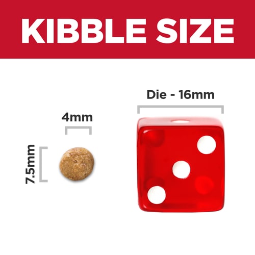 Adult 7+ Senior Vitality Small & Mini Chicken Meal & Rice Recipe Dog Food Food Shot Scale