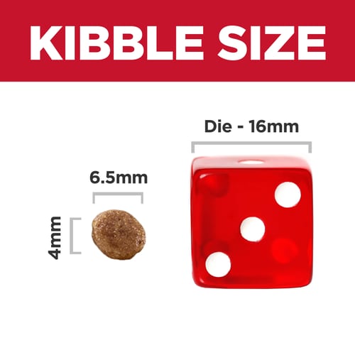 Puppy Small Bites Chicken & Brown Rice Recipe Food Shot Scale