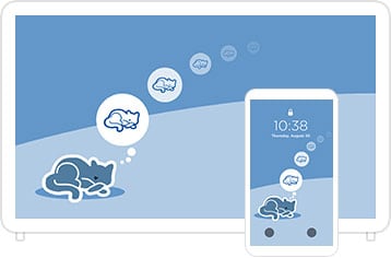 Desktop & mobile example of "Sleepy Kitty" pet wallpaper for phones
