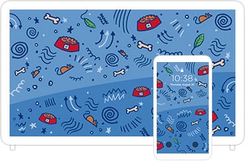 Desktop & mobile example of "Colorful Squiggles" pet wallpaper for phones