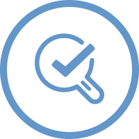 icon of magnifying class with checkmark