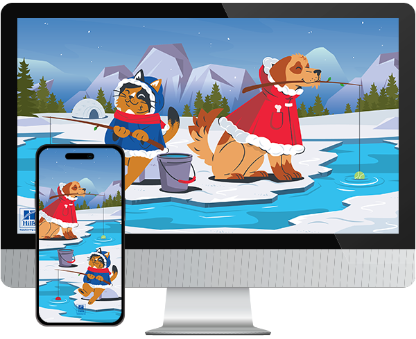 Desktop & mobile example of "Gone Fishing" pet wallpaper for phones