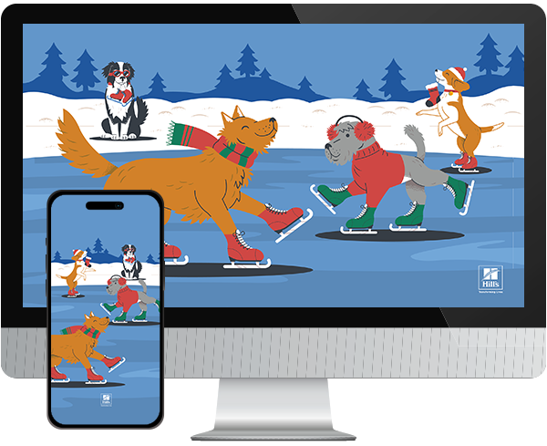 Desktop & mobile example of "Have an Ice Day" pet wallpaper for phones