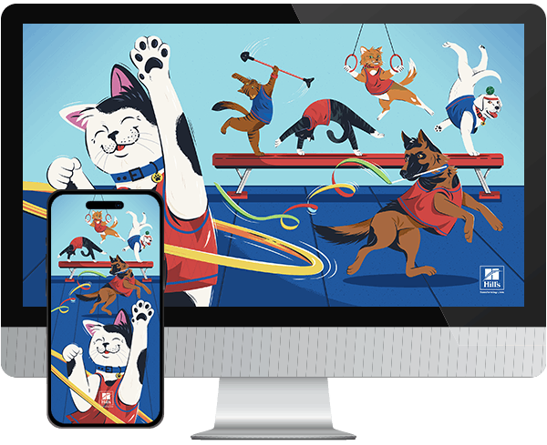 Desktop & mobile example of "Head-Over-Paws" pet wallpaper for phones