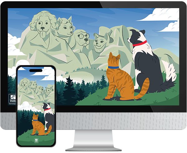 Desktop & mobile example of "Meownt Ruffmore" pet wallpaper for phones
