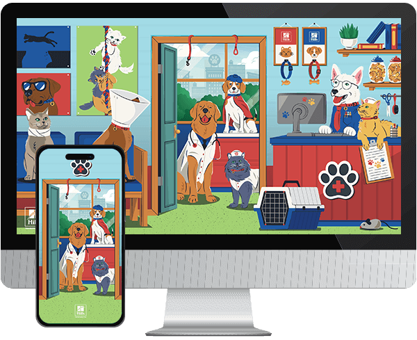 Desktop & mobile example of "Say Awww!" pet wallpaper for phones
