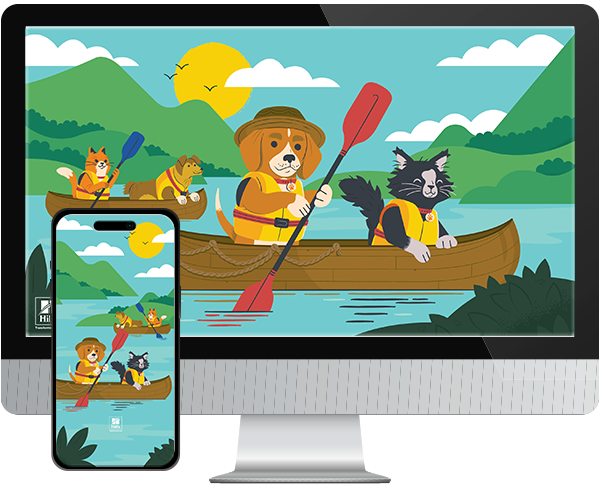 Desktop & mobile example of "Spring Canoe" pet wallpaper for phones