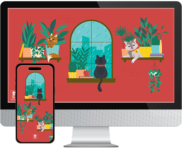 Desktop & mobile example of "Spring Plants" pet wallpaper for phones