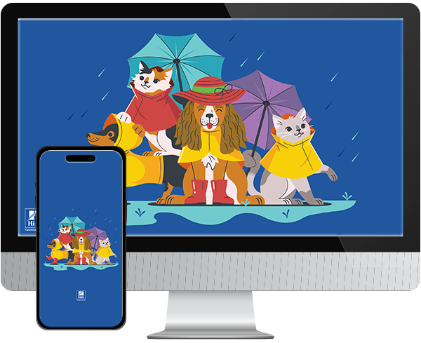 Desktop & mobile example of "Spring Rain" pet wallpaper for phones