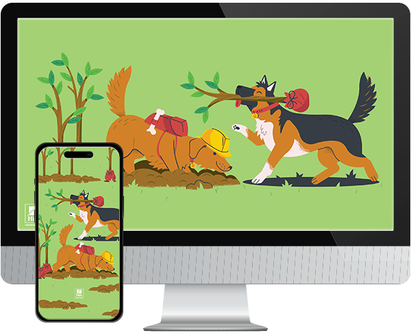 Desktop & mobile example of "Spring Sustainability" pet wallpaper for phones
