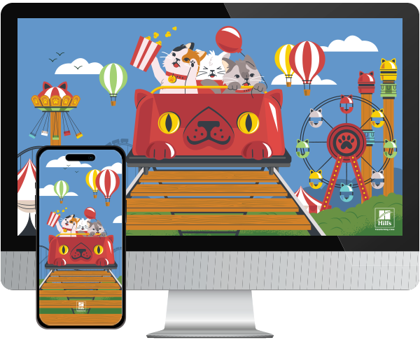 Desktop & mobile example of "Summer Roller Coaster" pet wallpaper for phones