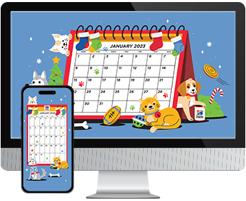 Desktop & mobile example of "Calendar" pet wallpaper for phones