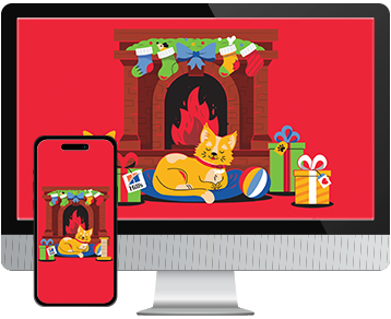 Desktop & mobile example of "Cat Fireplace" pet wallpaper for phones