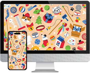 Desktop & mobile example of "Cat Winter Pattern" pet wallpaper for phones