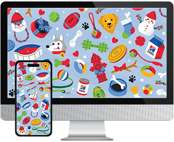 Desktop & mobile example of "Dog Presents Pattern" pet wallpaper for phones