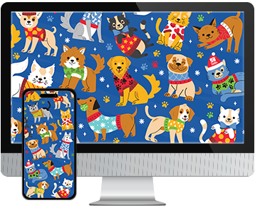 Desktop & mobile example of "Sweater Weather" pet wallpaper for phones